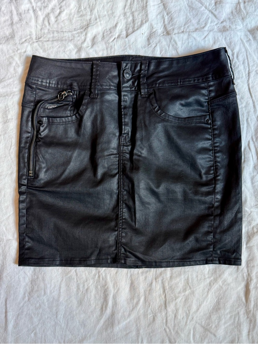 G-Star Black Stretch Mini Skirt with Front Zip Detail